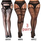 3 Pairs Sexy Stockings Lace Thigh High Stockings With Garter Belt Pantyhose