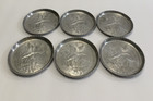Vintage Metal Hammered Aluminum Coaster Raised Embossed Geese Cattails  Set Of 6