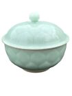 Nice Vintage Chinese Celadon Porcelain  Cover Bowl Export Signed Lotus Flower