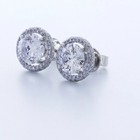 Stud Earrings Solid 14k White Gold Halo 5 03 Carat Round Natural Diamond H Si2