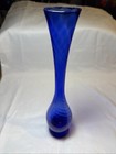 Beautiful Vintage  Cobalt Blue Footed Art Glass Vase 11   
