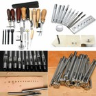 10-44pc Leather Craft Tool Kit Sewing Punch Carving Stitching Hand Working Tools