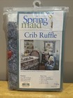 Vintage Blue Jean Teddy Bear Bunny Toys Crib Skirt Dust Ruffle Toddler Baby