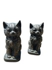 Vintage Cat Bookends Figurines Bronze Pair