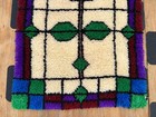 Mcm Vintage Boho 1970 s Floral Wall Hanging Decor Shag Rug Latch Hook 33 x22 