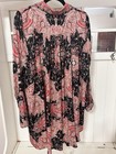 Free People  Nwt Paisley Print Tunic Top Red Black Boho High Low Med