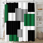 Geometric Green Bathroom Set With Shower Curtain And Rugs Accessories  Black And