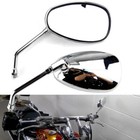 Motorcycle Oval Chrome 10mm Rearview Mirrors Pair For Honda Shadow Rebel Cruiser