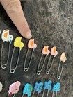 Lot Of 38 Vintage Baby Diaper Pins Large Safety Pins Teddy Bears Ducks Turtles