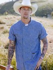 Wrangler X Made In Mens S Chambray Short Sleeve Snap Front Chef Shirt Coat Nwt