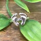 925 Sterling Silver Two Feet Adjustable Toe Ring For Women