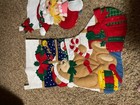 3 Hand Stitched Felt Christmas Stocking Vintage