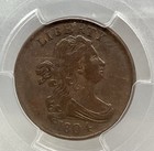 1804 Draped Bust Half Cent Plain 4 No Stems Pcgs Au50