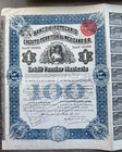 Antique Mexican Stock Certificate Banco Hipotecario De Cr  dito Territorial 1911
