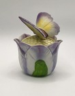 Butterfly Ceramic porcelain Trinket Box 2-piece Set  butterfly Lid   Bottom Box 