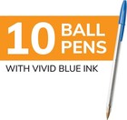 Pack Of 10 Ballpoint Pen - Blue Ink Ball Point Pens For Office Writing School