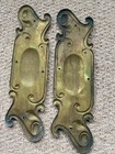 2 Brass Finger Plate Push Door Handle Antique Old Vintage Nouveau Reclaimed