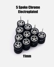 5x Chrome 5 Spoke 11mm Real Riders Wheels W  Rubber Tires Set 1 64 For Toy Car