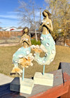 Mermaid Sculptures Set Of 2 Decor Boho Beach Shells Coastal New  10  13  Tall