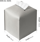 2 Pack Grey Tissue Box Cover  Pu Leather Square Tissue Box Holder With Bottom Be