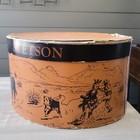 Vintage Stetson Cowboy Oval Hat Box Only Millinery Western Theme Advertising