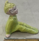 2 Gilner Boy   Girl Elf Pixie Figurines Chartreuse Lime Green Ceramic