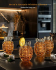 Kollea Grenade Shaped Whiskey Glasses Set Of 4  Crystal Old Fashioned Cocktail