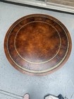 Vintage Large Mahogany Leather Top Drum Table With Brass Claw Feet Circa 1940s