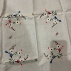 Vintage Embroidered Floral Linen Tablecloth Napkin Cottage Core Dining Table Set
