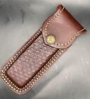 Folding Pocket Knife Sheath   5  Brown Genuine Leather Belt Loop Case