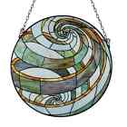 Stained Glass Tiffany Style Round Geometric Window Panel Handcrafted Suncatcher