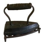 Antique Cast Iron Sad Iron And Footed Trivet  trivet Missing Handle  Decor Door