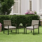 Bezseller Gray 3-piece Patio Bistro Set Outdoor Rattan Furniture Coffee Table