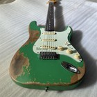 Custom Vintage St Electric Guitar Relic Solid Body Maple Neck Green Heavy Aged