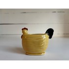 Japan Chicken Figurine Hen Yellow Ceramic Ribbed Vintage Farmhouse Miniature