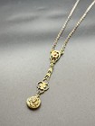 Antique Art Nouveau 10kt Gold Filled Locket Lariat Necklace Ornate Red