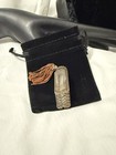 Antique     Vintage French Filigree Miniature Purse Perfume Bottle W  Glass Dauber