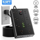 Us Power Strip Surge Protector 16 Ac Outlets 6 Usb Type C Port W  6 5ft 2m Cable