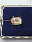 Vintage Mother Of Pearl Cameo Stick Pin Abalone Tone Artisan Brass Lapel Hat Pin