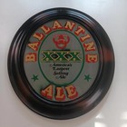 Vintage Ballantine Ale Bar Mirror   Glass Sign Wood Frame Newark New Jersey Beer