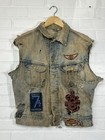 Thrashed Vintage 70s Lee Riders Denim Vest Custom Harley Davidson Patches Pins