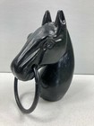 Black Vintage Cast Iron Horse Heads Hitching Post Fence Top Toppers With Ring