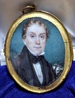 Antique 19th Century  Circa 1840s Miniature Hand Painted Portrait Gold Locket