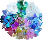 2 2lb Iridescent Stained Glass Mosaic Pieces Assorted Shapes For Crafts Decor