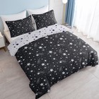 3 Piece Twin Size Sparkle Black Meteor Shower Printed Duvet Cover Set For Home