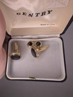 Vintage Gentry Cuff Links Set In Box Gold And Black Sharp Handsome Gently Used