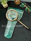Table Top Brass Magnifying Glass  Henry Hughes Son 1941 Engraved Antique Finish