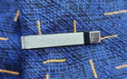 Vintage Shields Tie Bar Clip Clasp Stay Silver Tone Black Onyx Hatch Marks