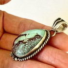 Navajo Pendant Turquoise  8 Mine 2in Signed Belin Sterling Native American