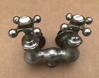 Vintage Early 1900s Apex Hot Cold Porcelain   Brass Nickel Plated Sink Faucet